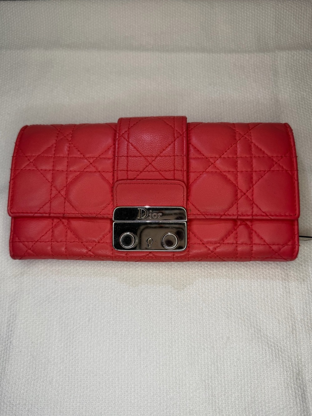 Dior Red Quilted Leather Wallet Clutch